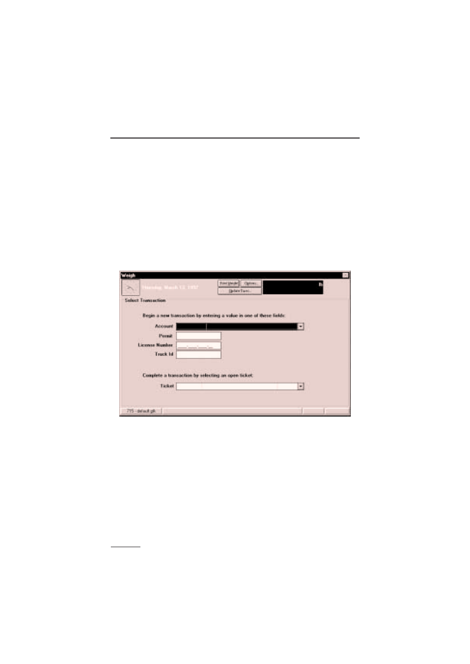 Weighing, Select transaction window | Rice Lake TransAct 1.0 User Manual | Page 80 / 149