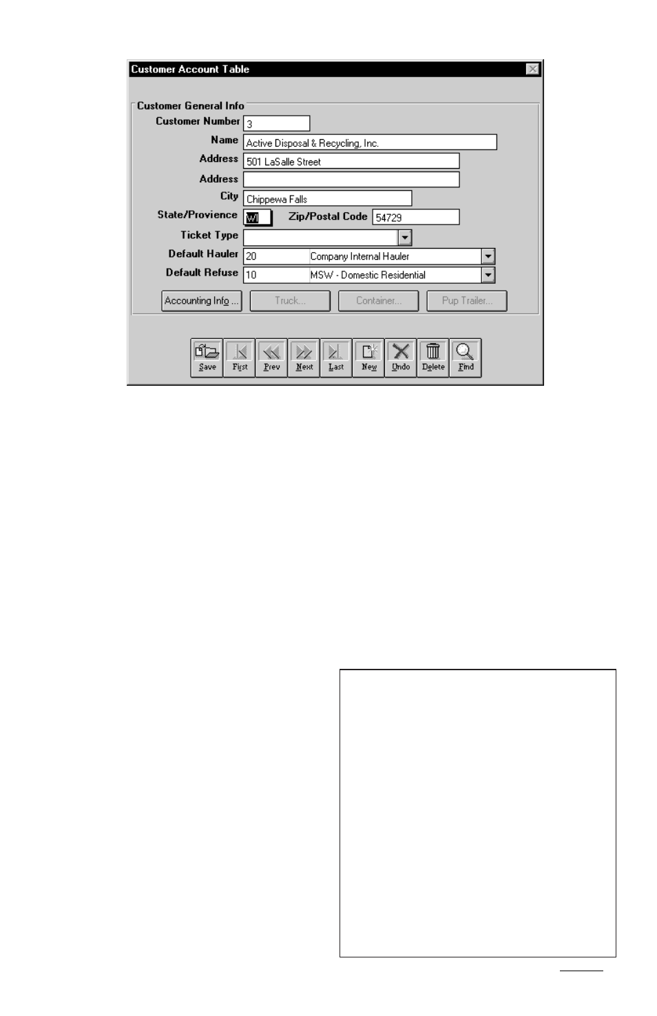 1 customer number, name, and address, 2 ticket type, Admin customer account table: general information | Rice Lake TransAct 2.0 User Manual | Page 20 / 141