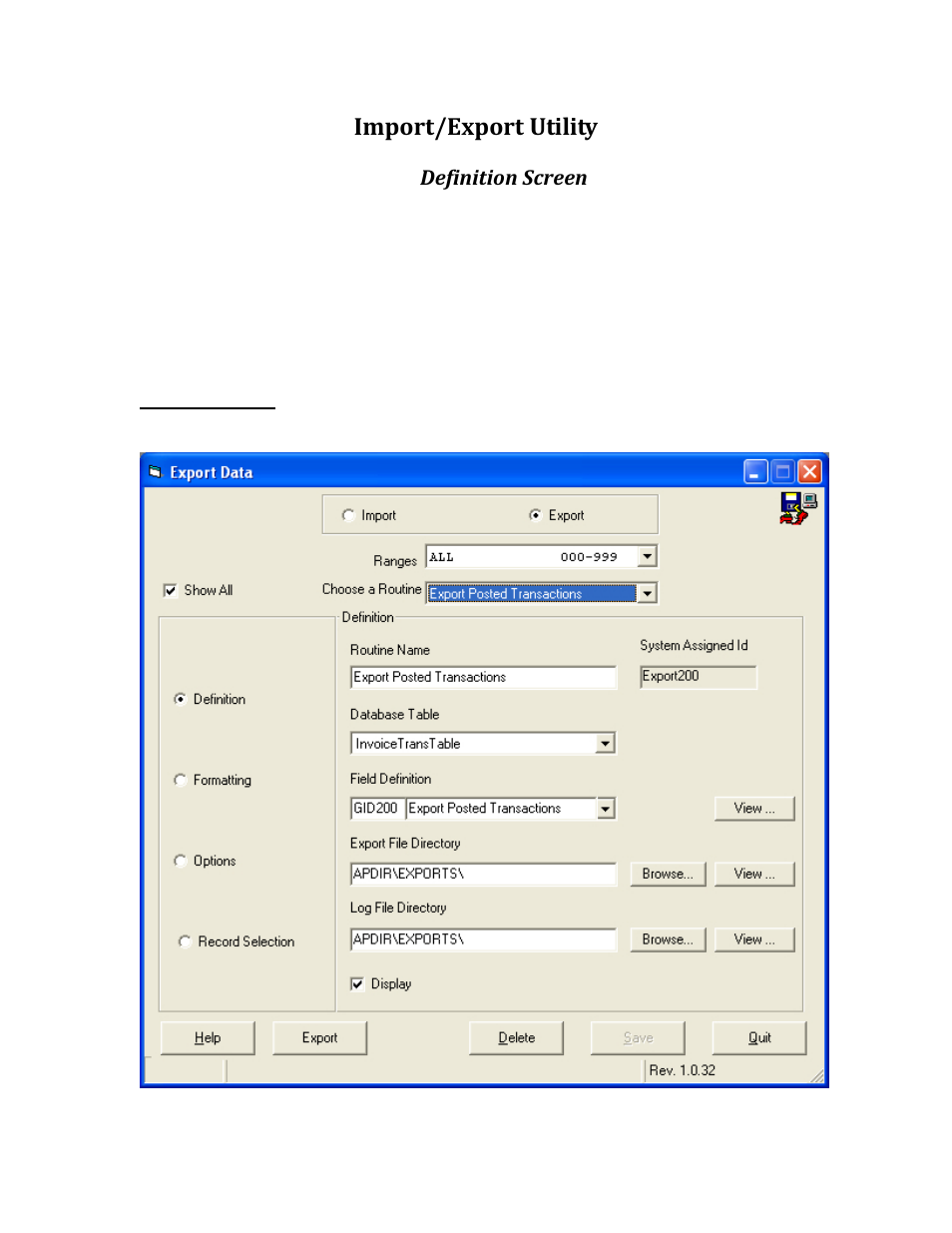 Import/export utility | Rice Lake TransAct 5.0 - Installation & Operation Manual User Manual | Page 148 / 318