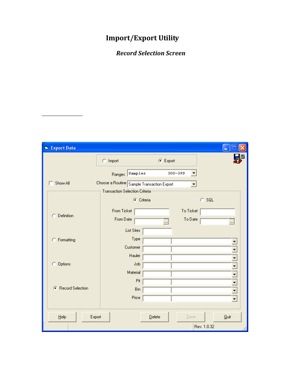 Import/export utility | Rice Lake TransAct 5.0 - Installation & Operation Manual User Manual | Page 164 / 318