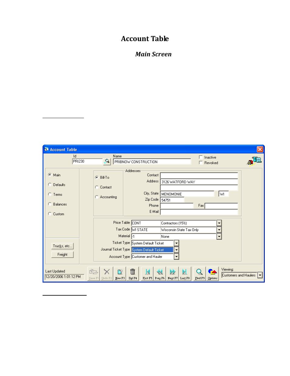 Account table | Rice Lake TransAct 5.0 - Installation & Operation Manual User Manual | Page 81 / 318