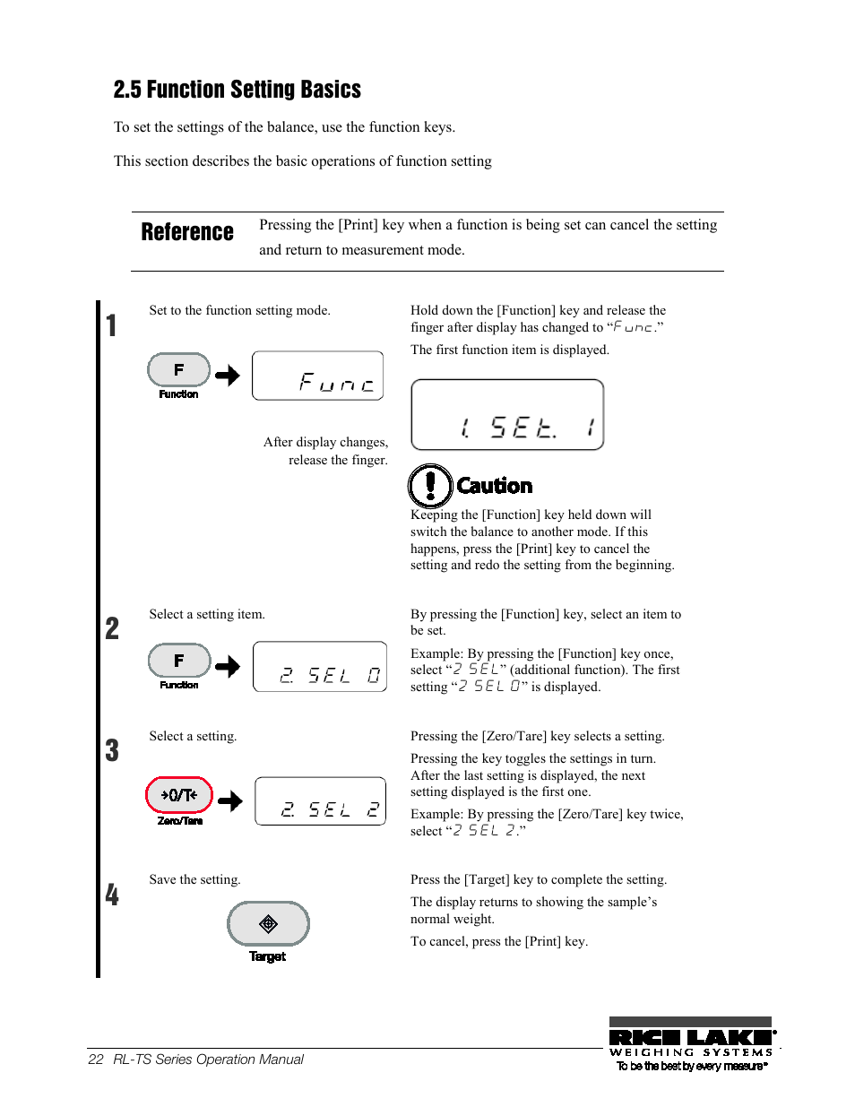 12b2.5 function setting basics, 12b 2.5, Function setting basics | 5 function setting basics, Reference | Rice Lake TS Series, Rice Lake Weighing Systems - Operation Manual User Manual | Page 26 / 104