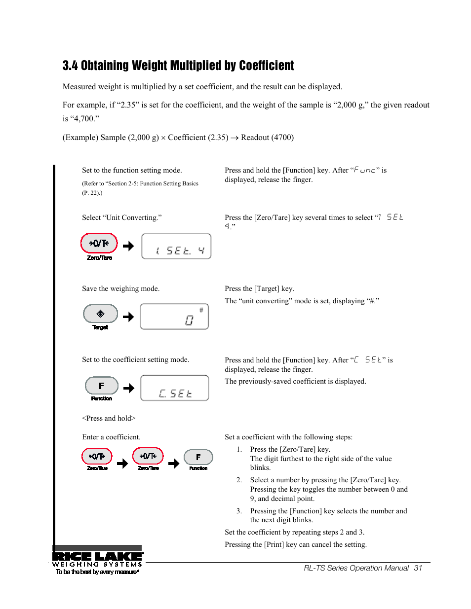 16b3.4 obtaining weight multiplied by coefficient, 16b 3.4, Obtaining weight multiplied by coefficient | 4 obtaining weight multiplied by coefficient | Rice Lake TS Series, Rice Lake Weighing Systems - Operation Manual User Manual | Page 35 / 104