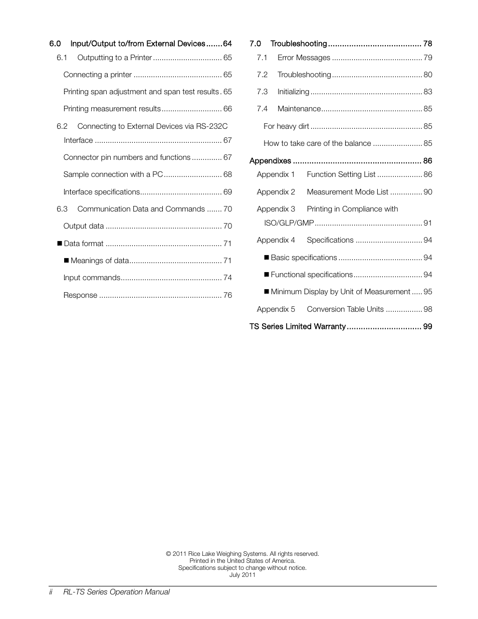 Rice Lake TS Series, Rice Lake Weighing Systems - Operation Manual User Manual | Page 4 / 104