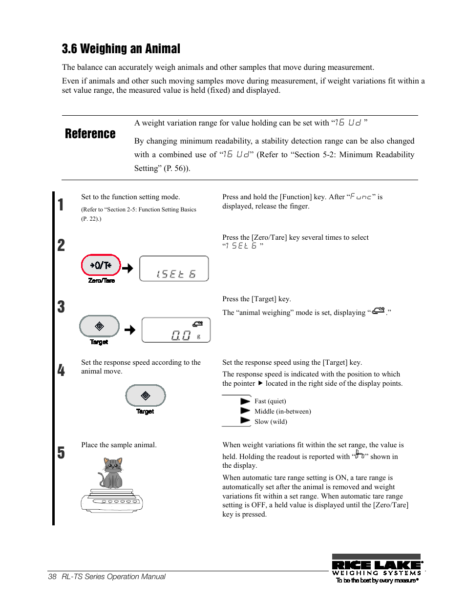 18b3.6 weighing an animal, 18b 3.6, Weighing an animal | 6 weighing an animal, Reference | Rice Lake TS Series, Rice Lake Weighing Systems - Operation Manual User Manual | Page 42 / 104