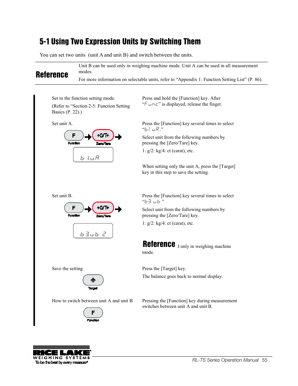 23b 5-1, Using two expression units by switching, Them | 1 using two expression units by switching them, Reference | Rice Lake TS Series, Rice Lake Weighing Systems - Operation Manual User Manual | Page 59 / 104