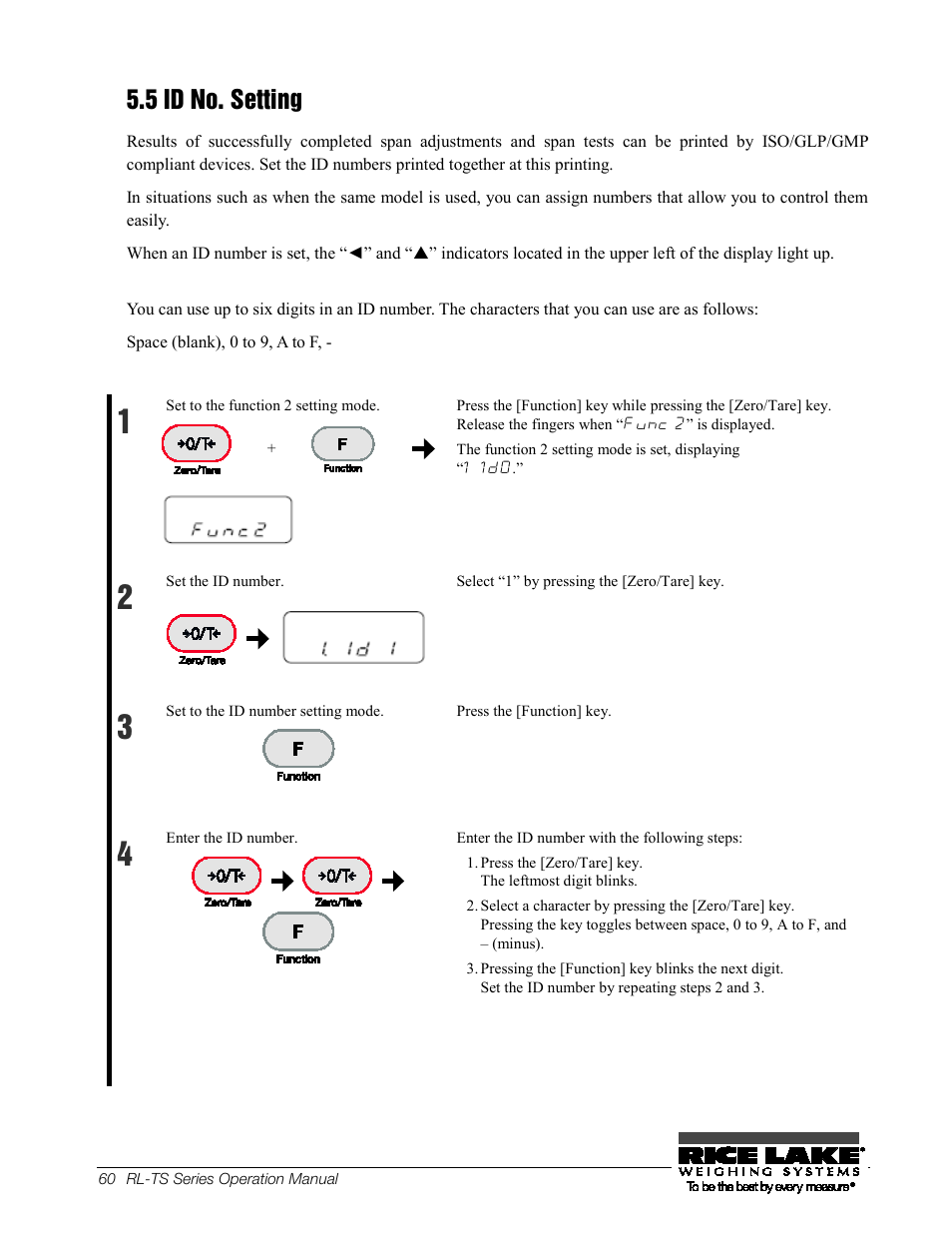 5 id no. setting | Rice Lake TS Series, Rice Lake Weighing Systems - Operation Manual User Manual | Page 64 / 104