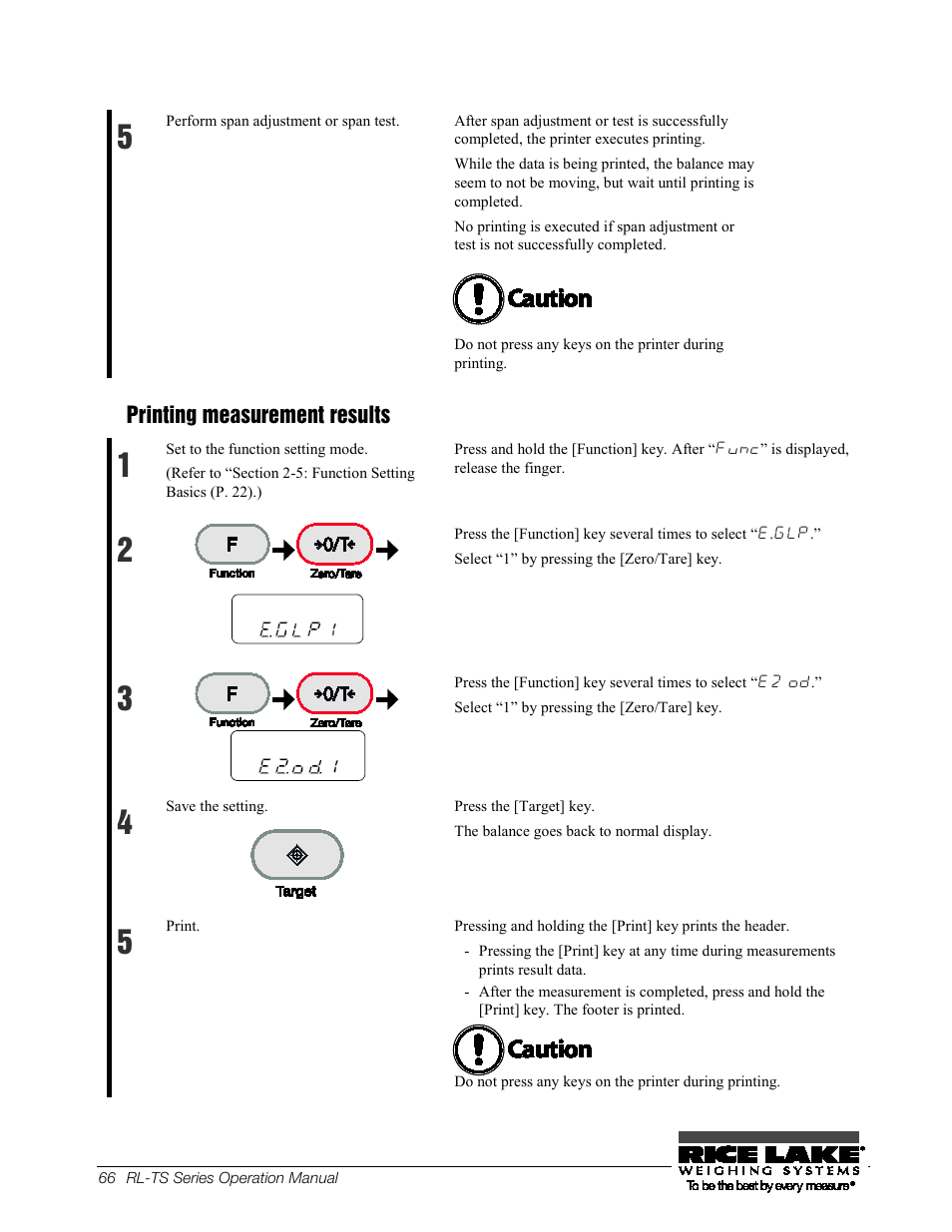 Printing measurement results | Rice Lake TS Series, Rice Lake Weighing Systems - Operation Manual User Manual | Page 70 / 104