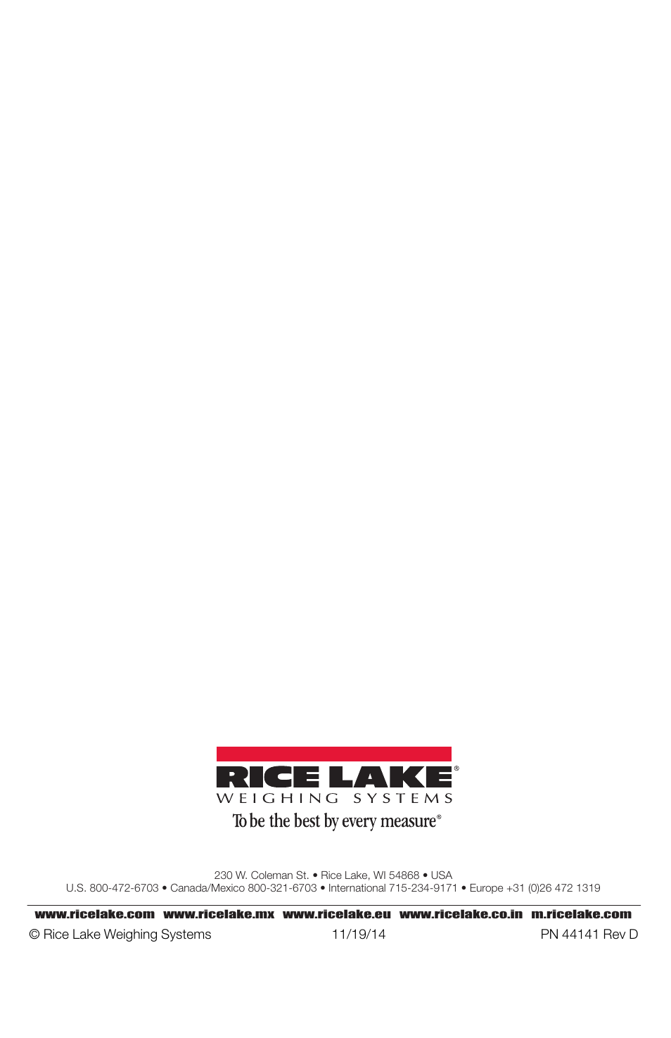 Rice Lake Versa-portion, Rice Lake Weighing Systems User Manual | Page 18 / 18