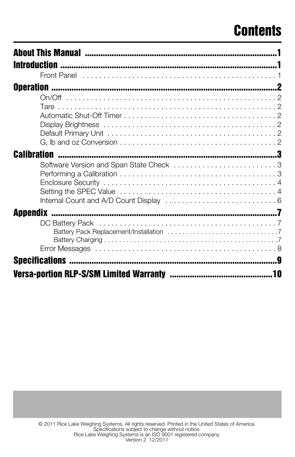 Rice Lake Versa-portion, Rice Lake Weighing Systems User Manual | Page 3 / 18