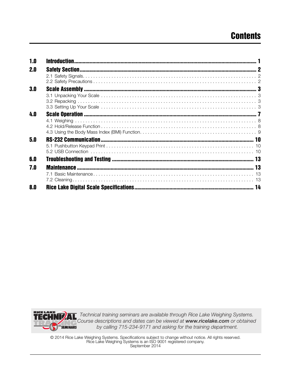 Rice Lake Waist Level Digital Physician Scales (150-10-6) - Operation and Setup Manual User Manual | Page 3 / 22