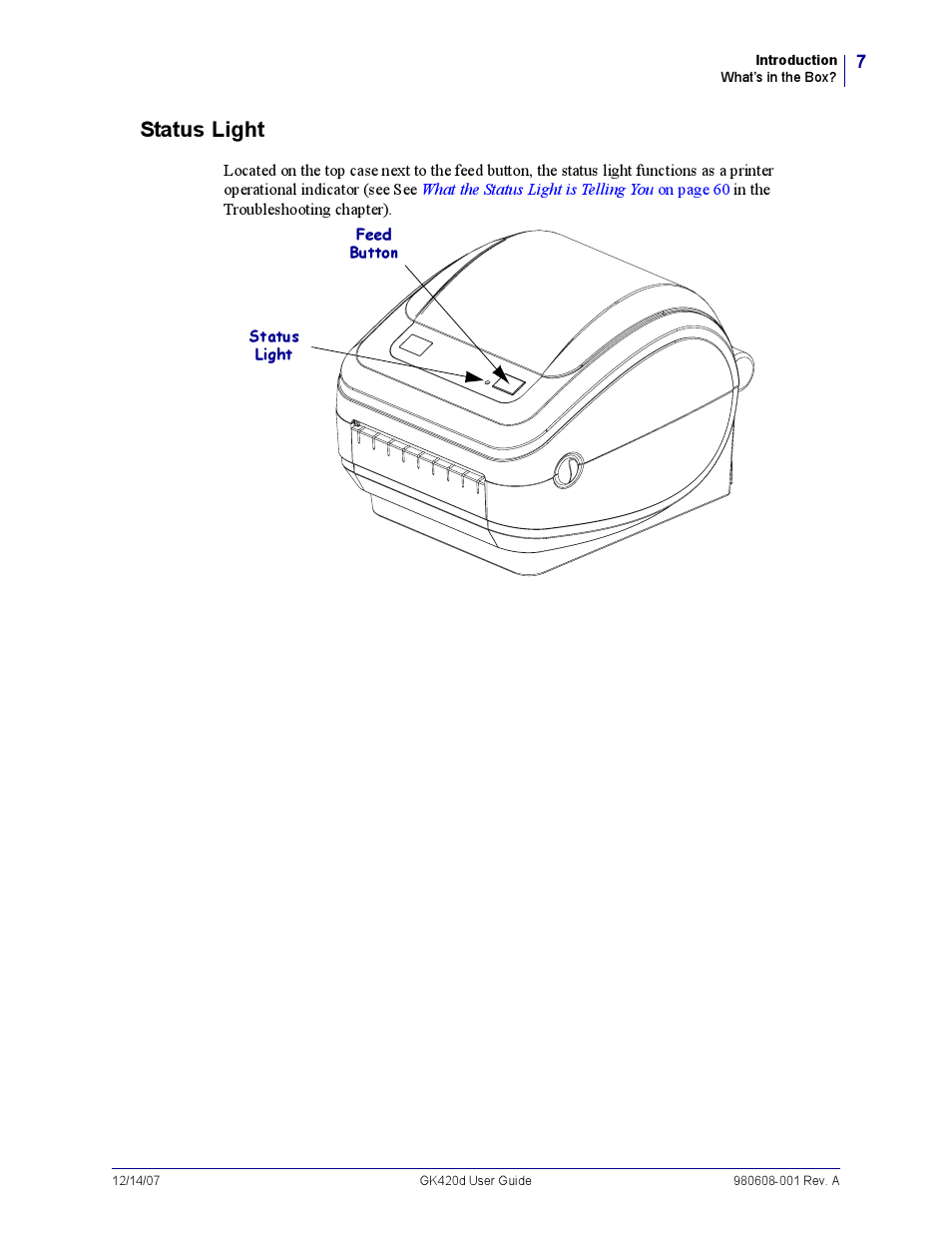 Status light | Rice Lake Zebra GK420d User Manual | Page 19 / 88