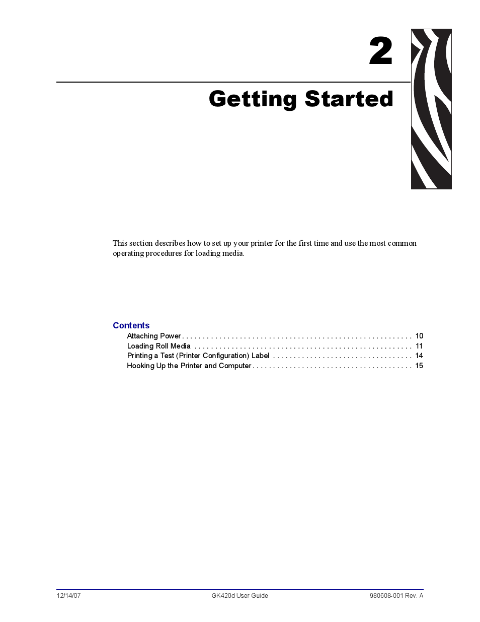 Getting started, 2 • getting started | Rice Lake Zebra GK420d User Manual | Page 21 / 88