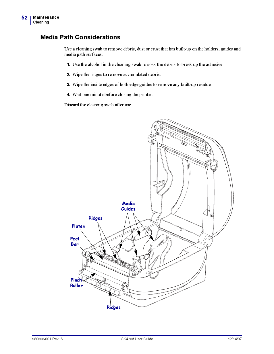 Media path considerations | Rice Lake Zebra GK420d User Manual | Page 64 / 88