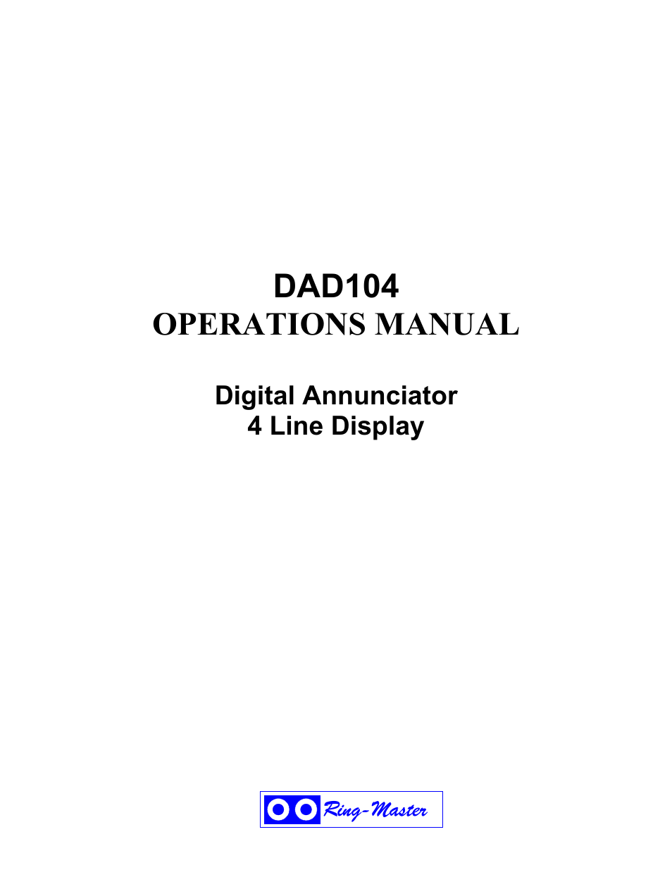Ring Communications DAD104b OPERATIONS MANUAL User Manual | 10 pages