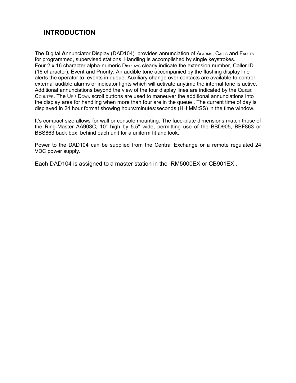 Introduction | Ring Communications DAD104b OPERATIONS MANUAL User Manual | Page 4 / 10