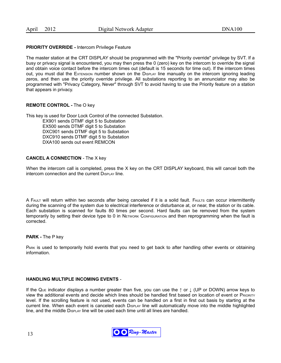 Ring-master | Ring Communications DNA100 User Manual | Page 17 / 28