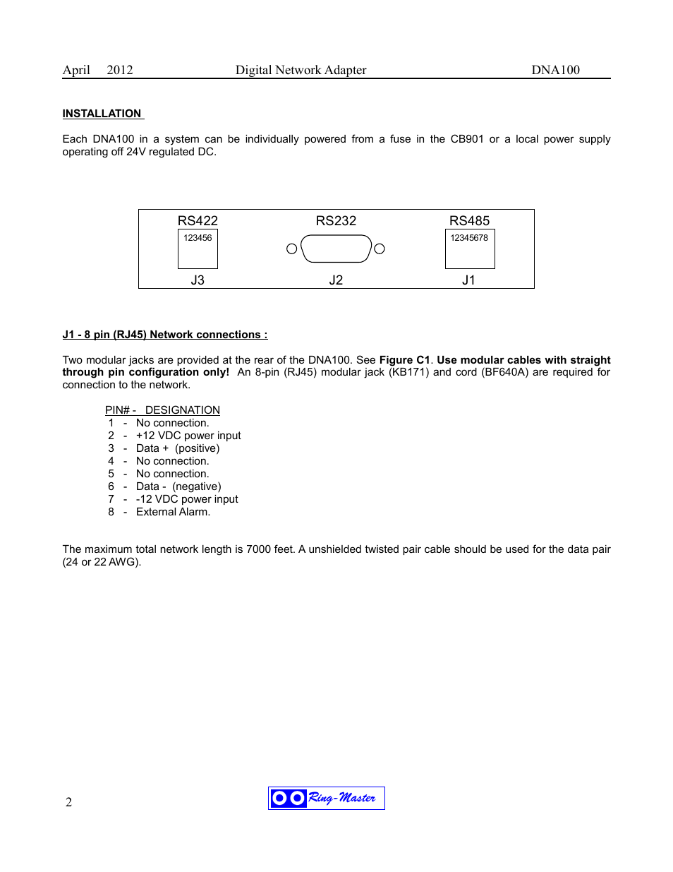 Ring Communications DNA100 User Manual | Page 6 / 28