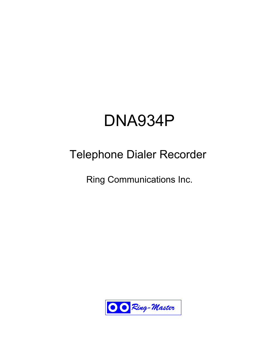 Ring Communications DNA934P User Manual | 15 pages