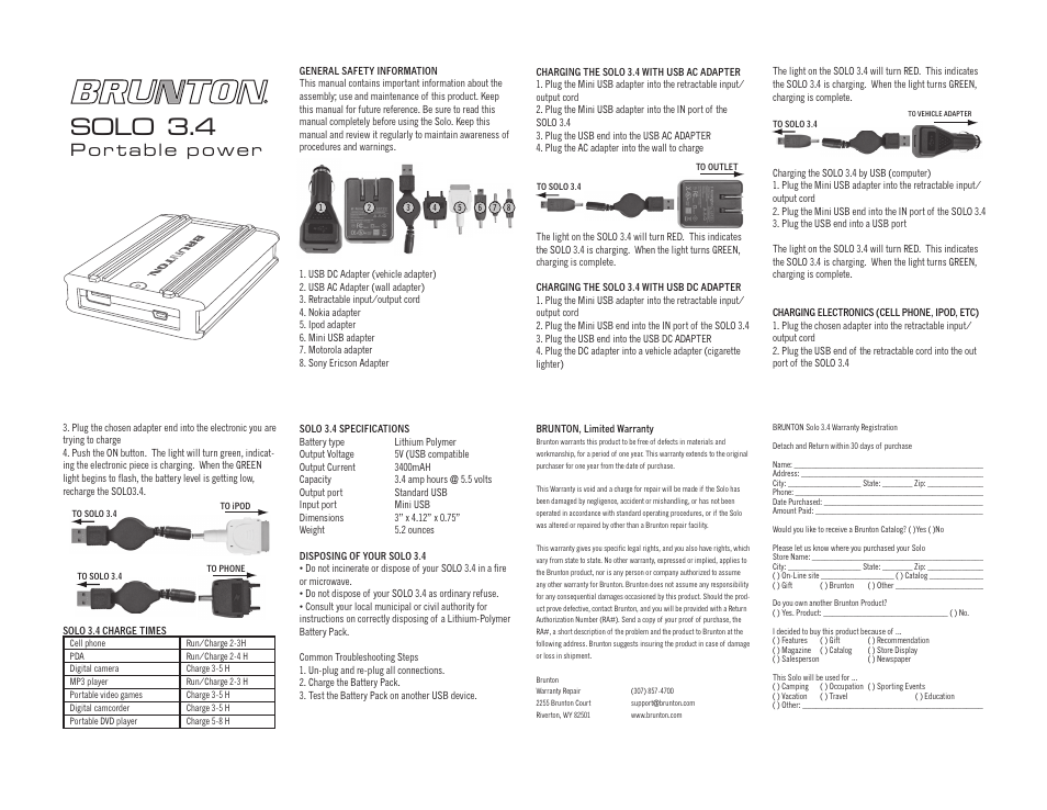Brunton Solo 3.4 User Manual | 1 page