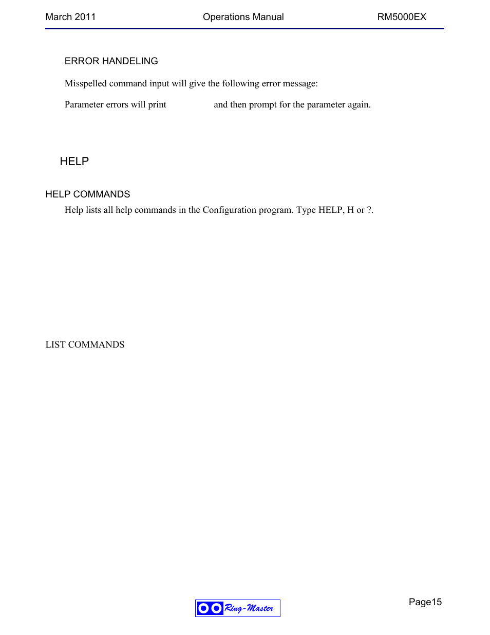 Help | Ring Communications RM5000EX User Manual | Page 15 / 46
