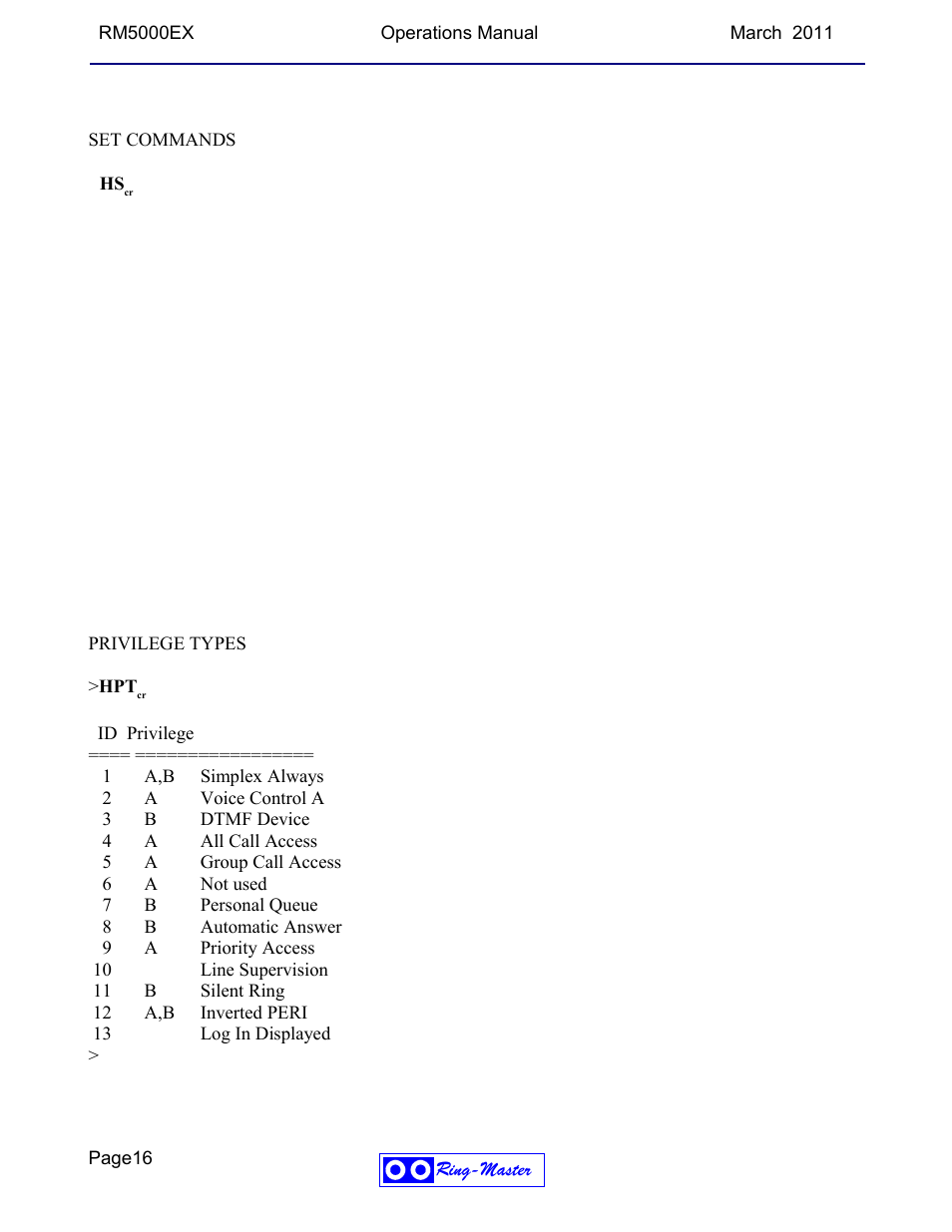 Ring Communications RM5000EX User Manual | Page 16 / 46