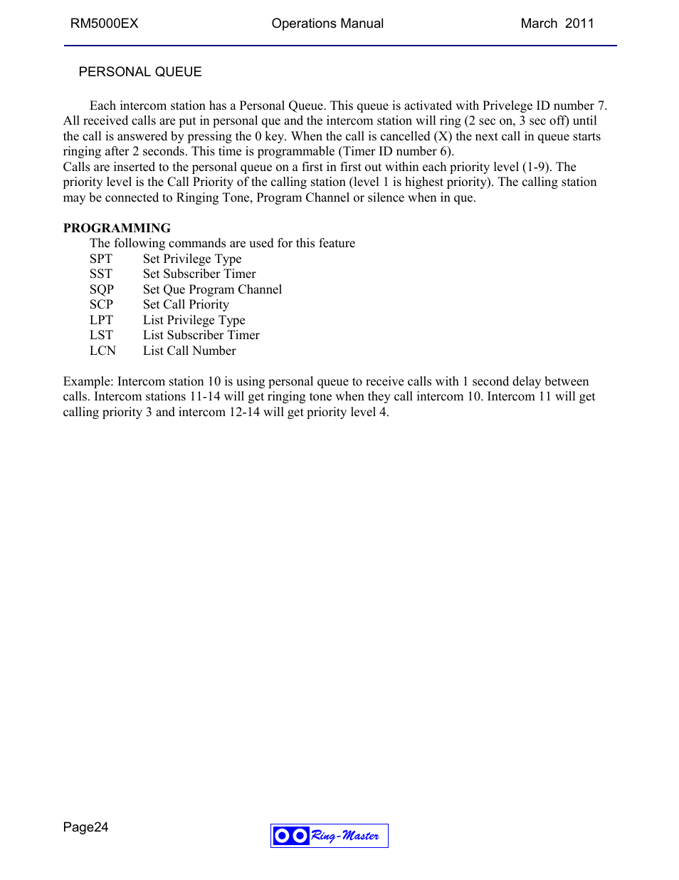 Ring Communications RM5000EX User Manual | Page 24 / 46