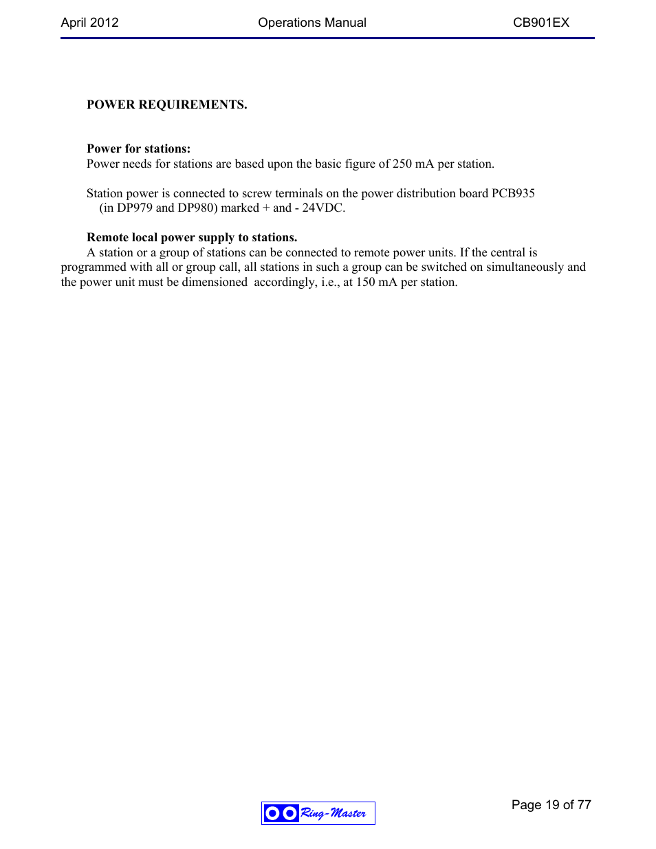 Ring Communications CB901EX User Manual | Page 19 / 77