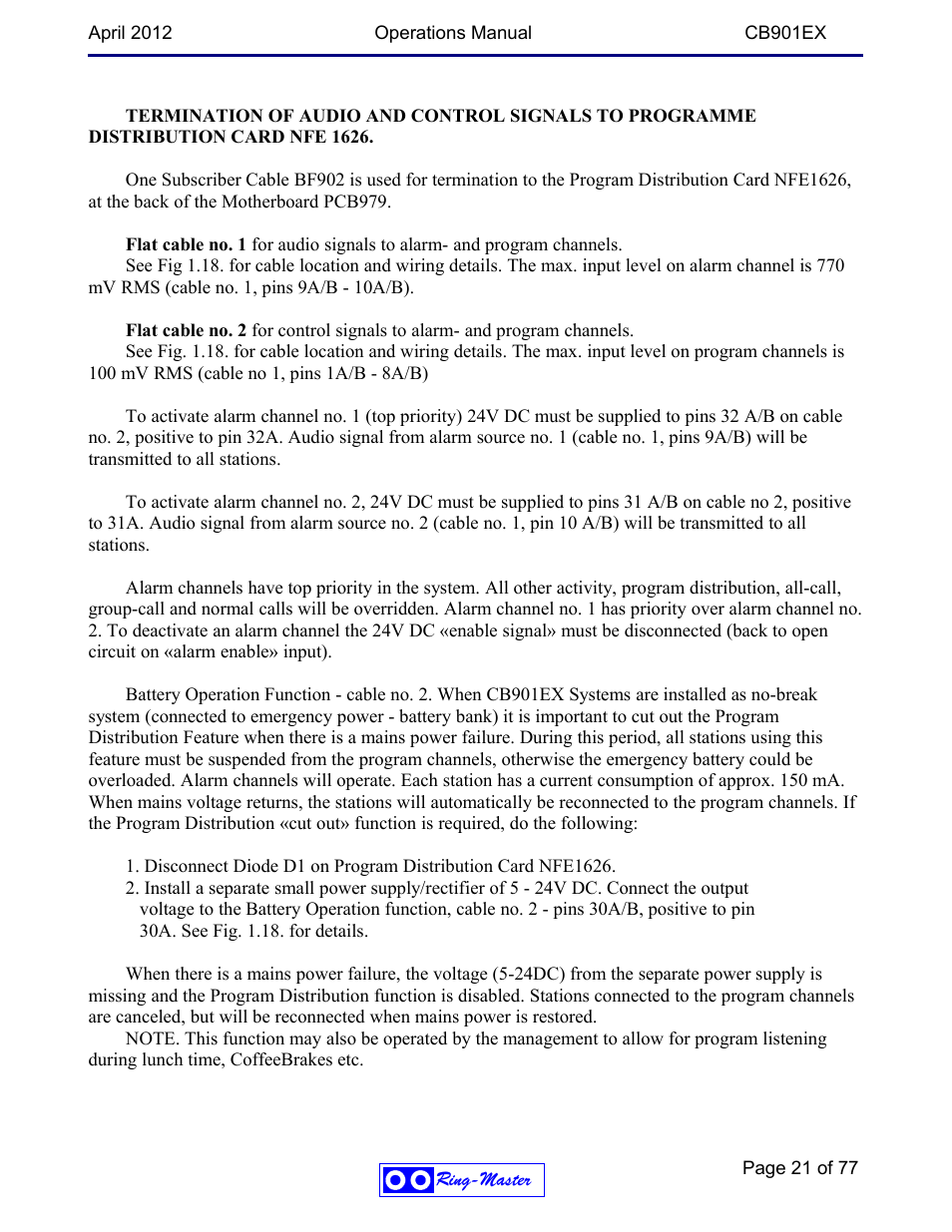 Ring Communications CB901EX User Manual | Page 21 / 77