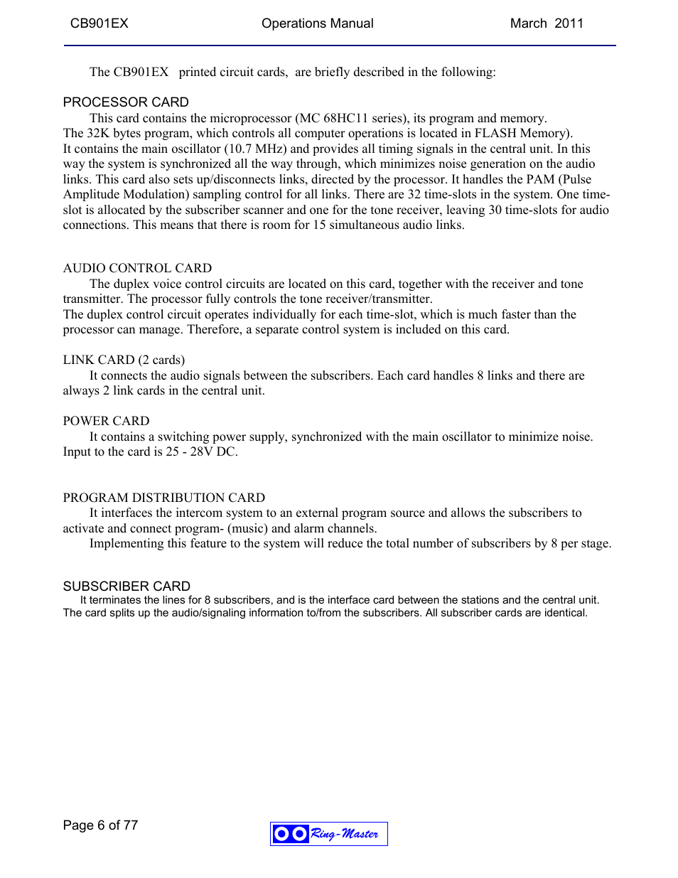 Ring Communications CB901EX User Manual | Page 6 / 77