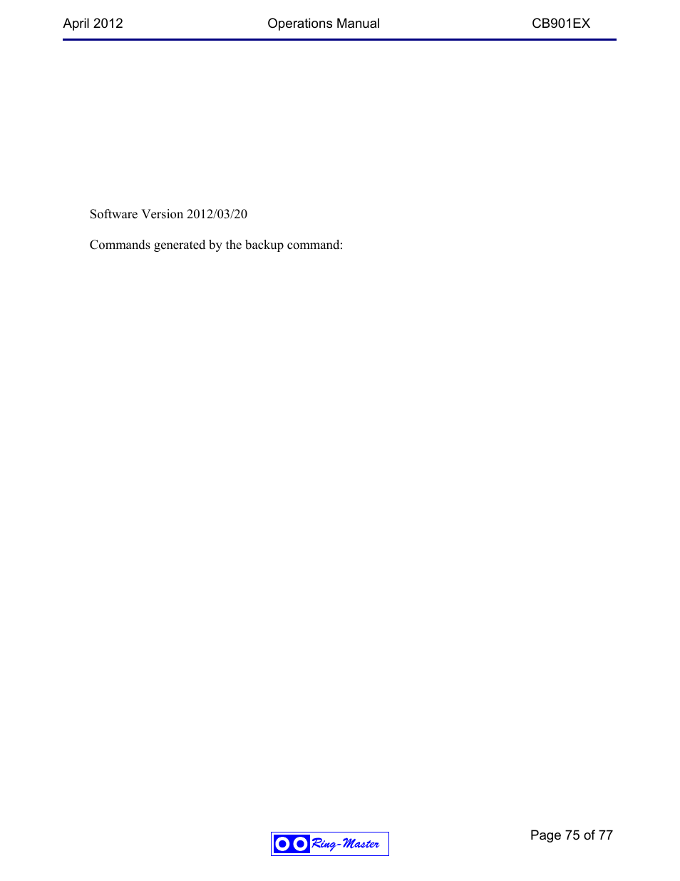 Ring Communications CB901EX User Manual | Page 75 / 77