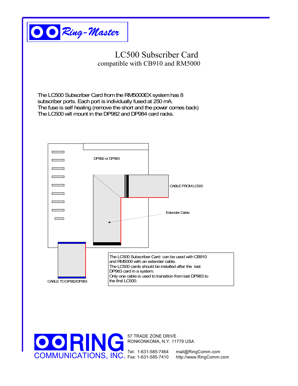 Ring Communications LC500 User Manual | 1 page