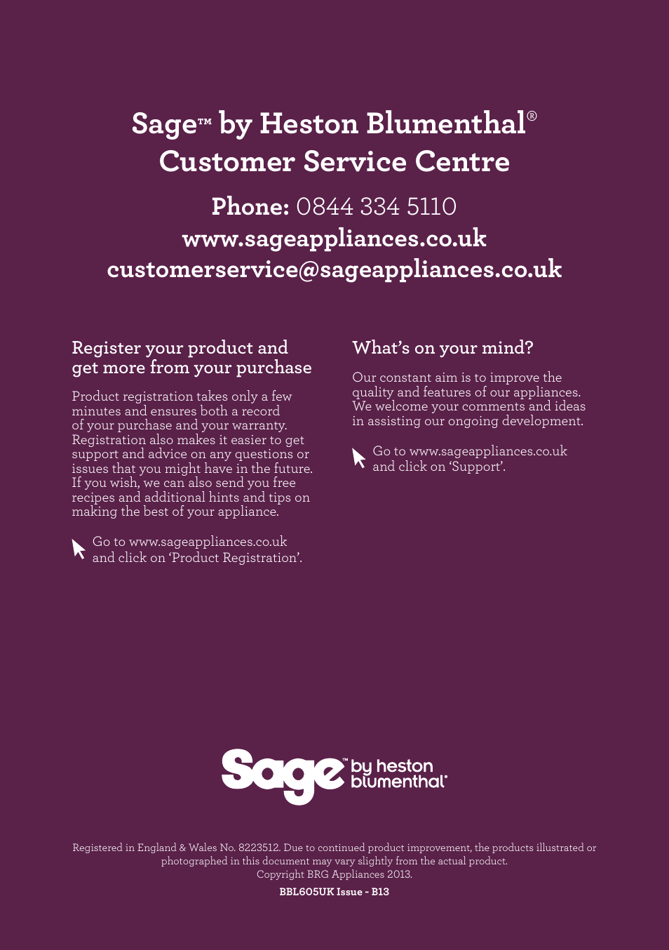 Sage Kinetix Control BBL605UK User Manual | 30 pages