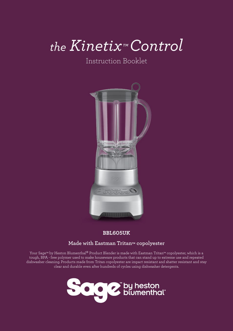 Kinetix, Control | Sage Kinetix Control BBL605UK User Manual | Page 2 / 30