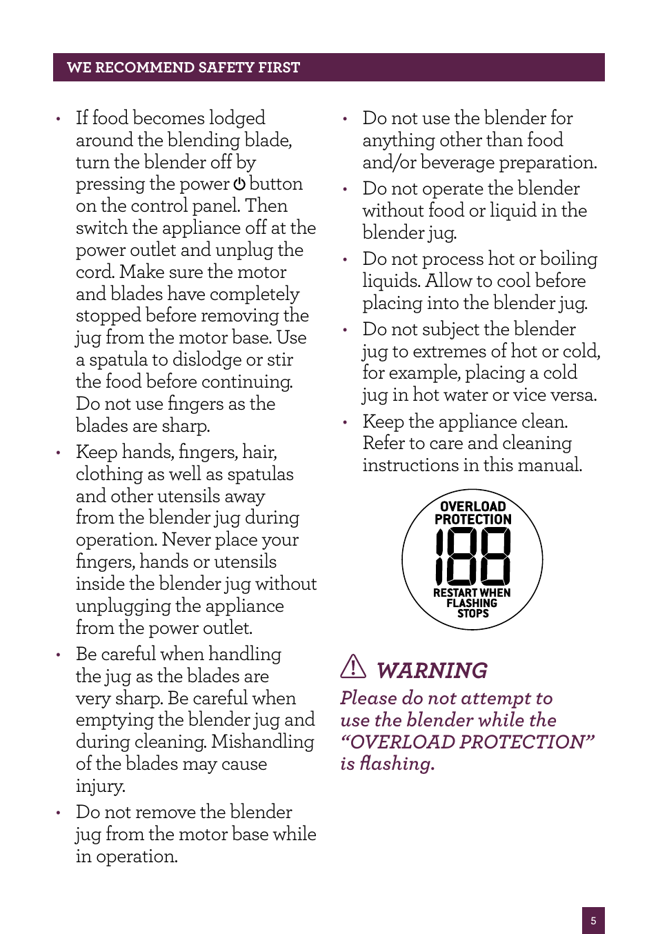 Warning | Sage Kinetix Control BBL605UK User Manual | Page 6 / 30