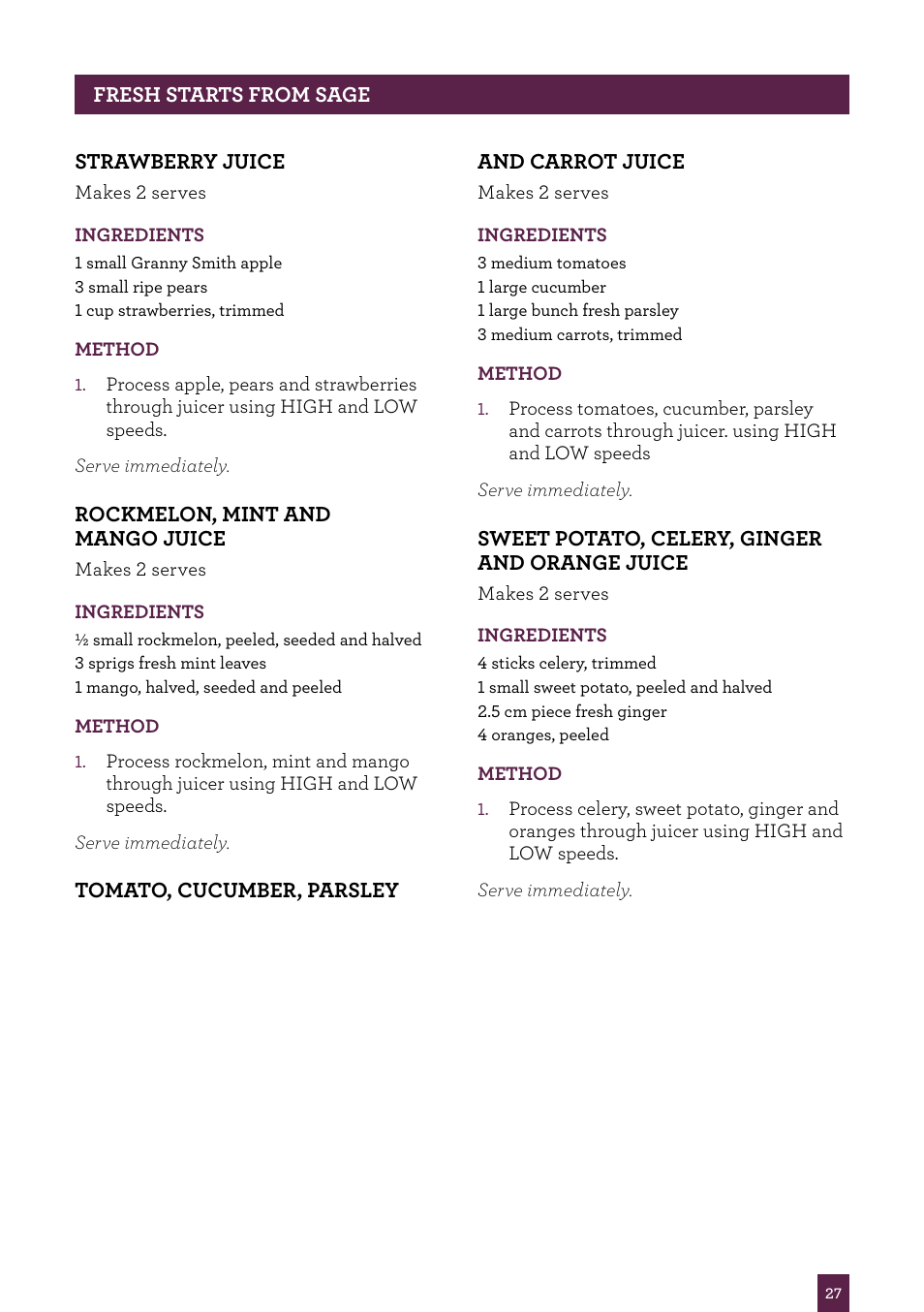 Sage Nutri Juicer BJE410UK User Manual | Page 28 / 40