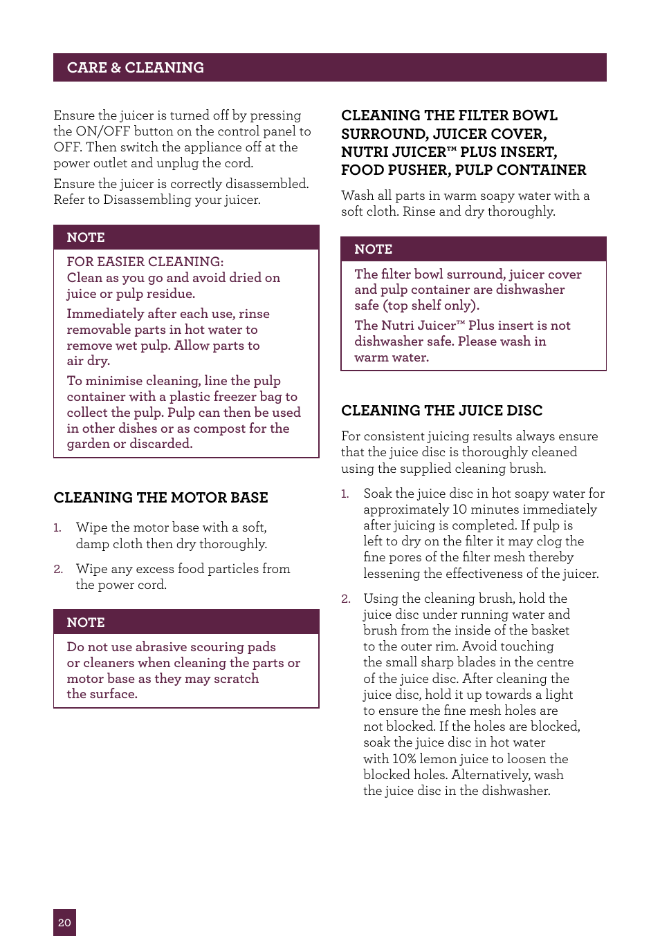Sage Nutri Juicer Plus BJE520UK User Manual | Page 21 / 46