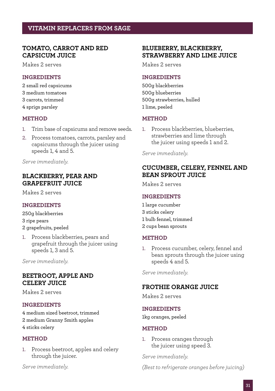 Sage Nutri Juicer Plus BJE520UK User Manual | Page 32 / 46