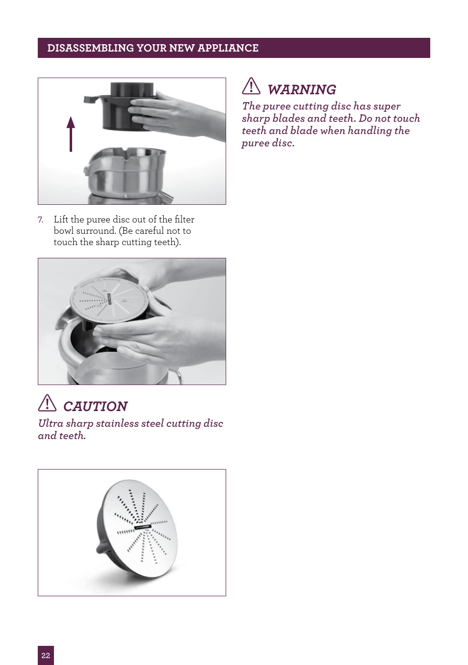 Caution, Warning | Sage Nutri Juicer Pro BJE820UK User Manual | Page 23 / 48