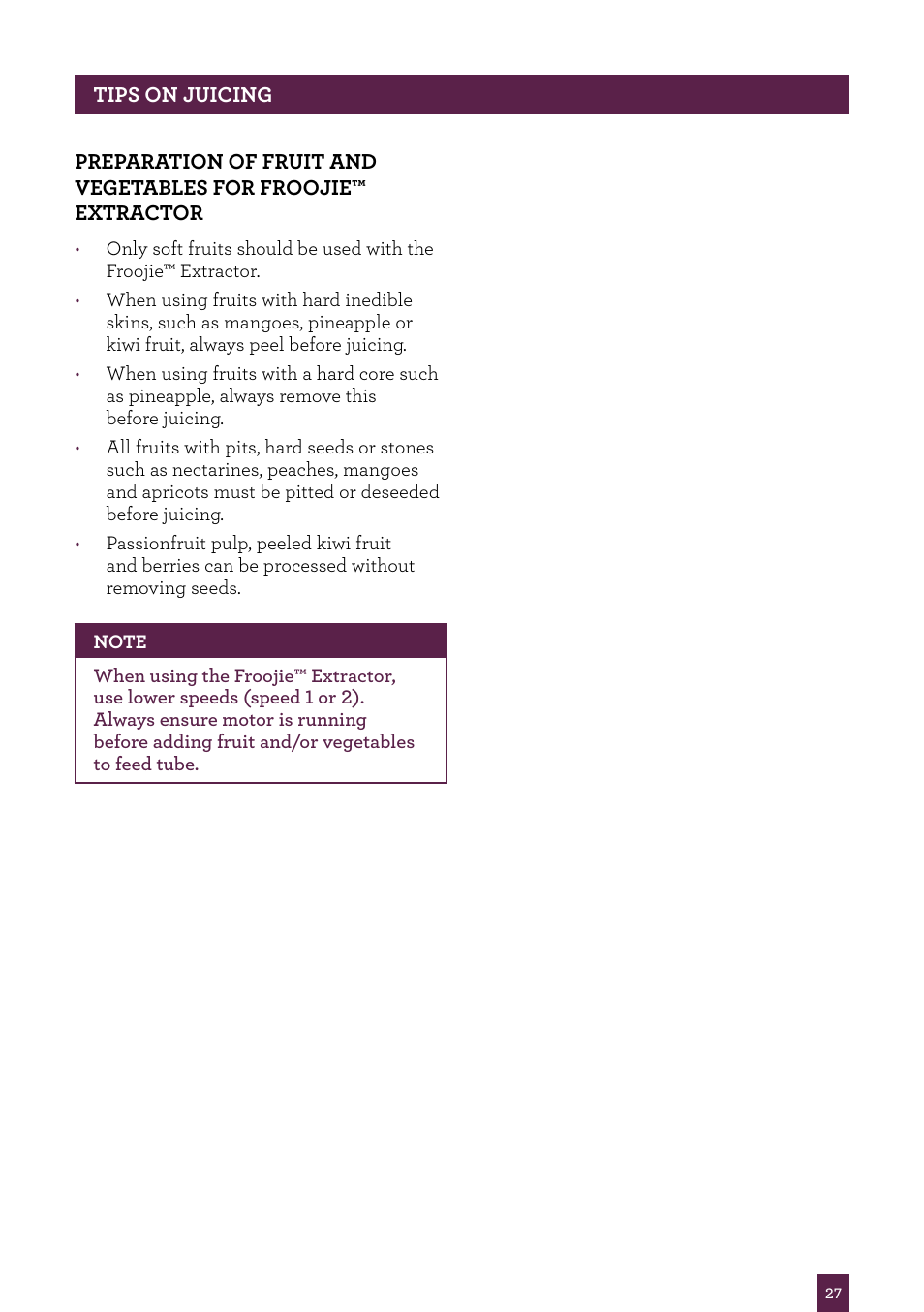 Sage Nutri Juicer Pro BJE820UK User Manual | Page 28 / 48