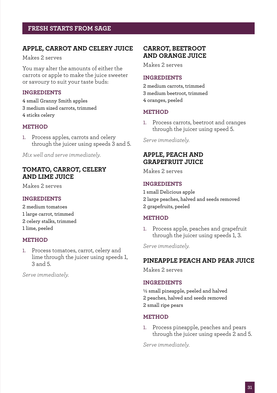 Sage Nutri Juicer Pro BJE820UK User Manual | Page 32 / 48