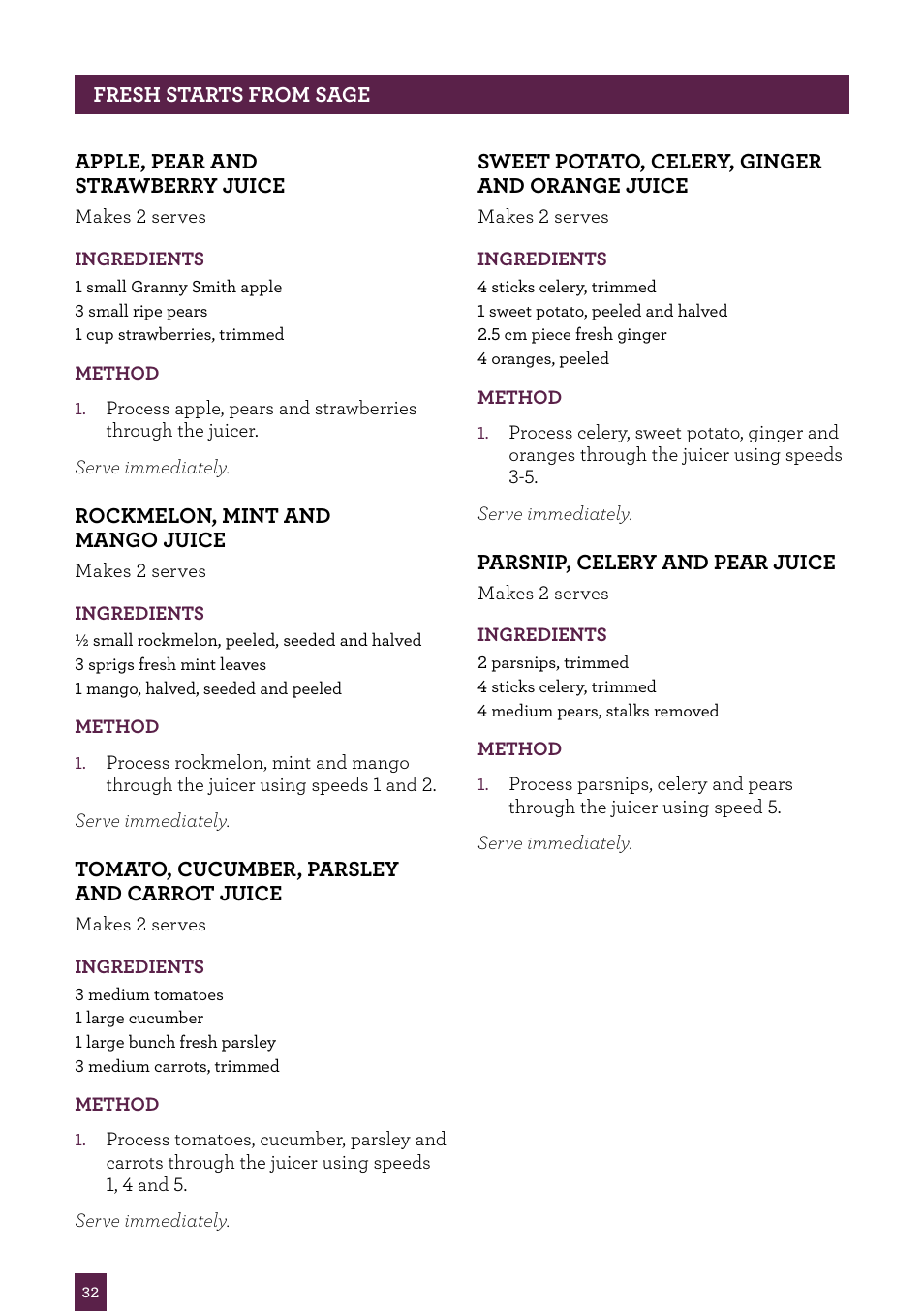 Sage Nutri Juicer Pro BJE820UK User Manual | Page 33 / 48