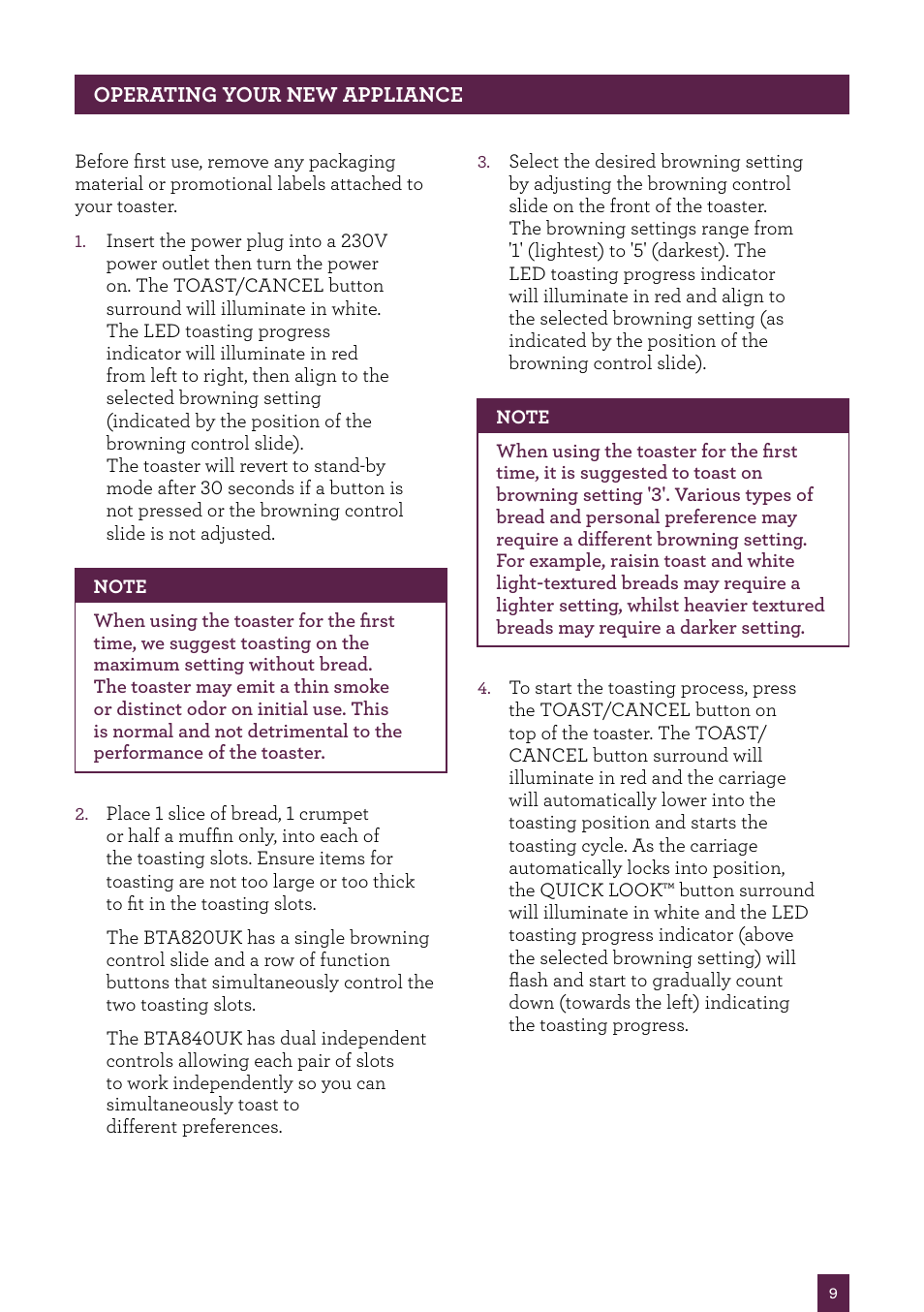 Sage Smart Toast BTA820UK/BTA840UK User Manual | Page 10 / 16