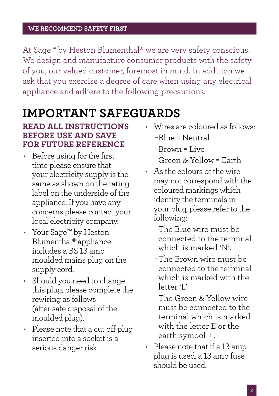 Important safeguards | Sage Smart Toast BTA820UK/BTA840UK User Manual | Page 4 / 16