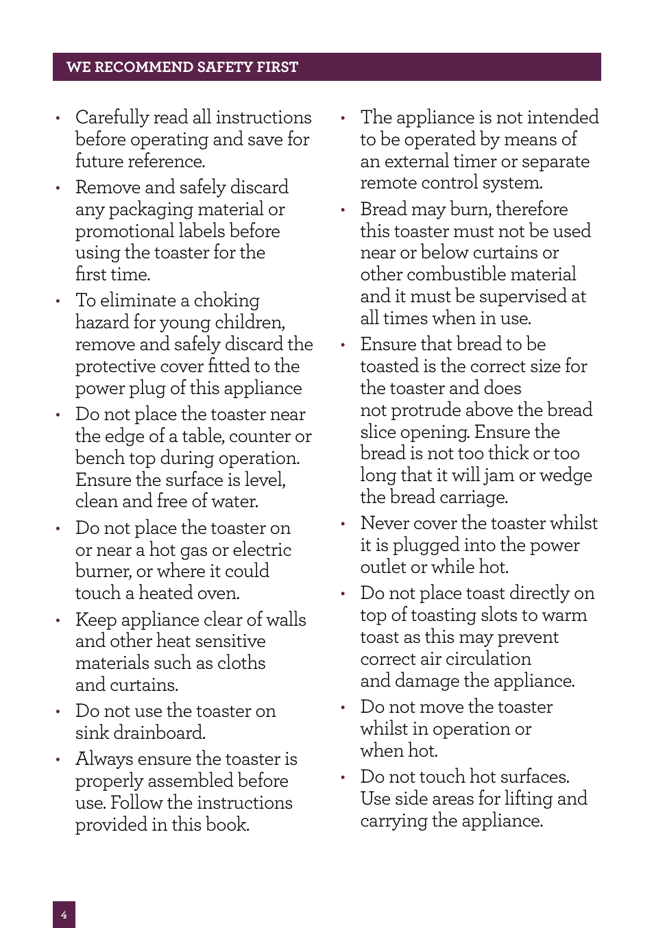 Sage Smart Toast BTA820UK/BTA840UK User Manual | Page 5 / 16