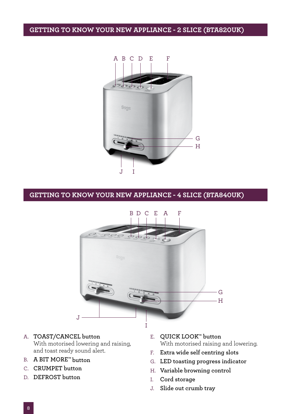 Sage Smart Toast BTA820UK/BTA840UK User Manual | Page 9 / 16