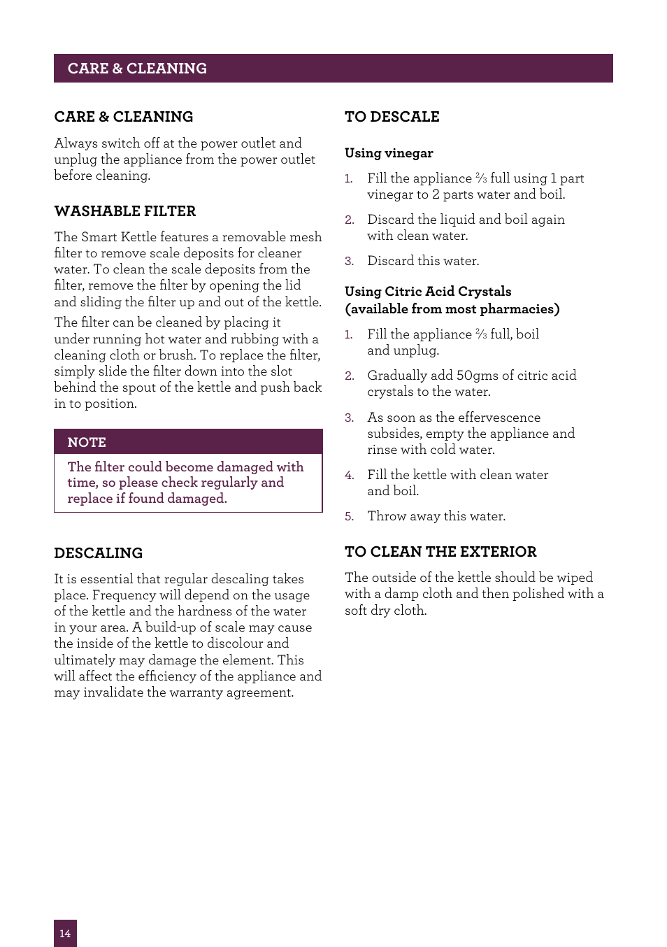 Sage Smart Kettle BKE820UK User Manual | Page 15 / 16