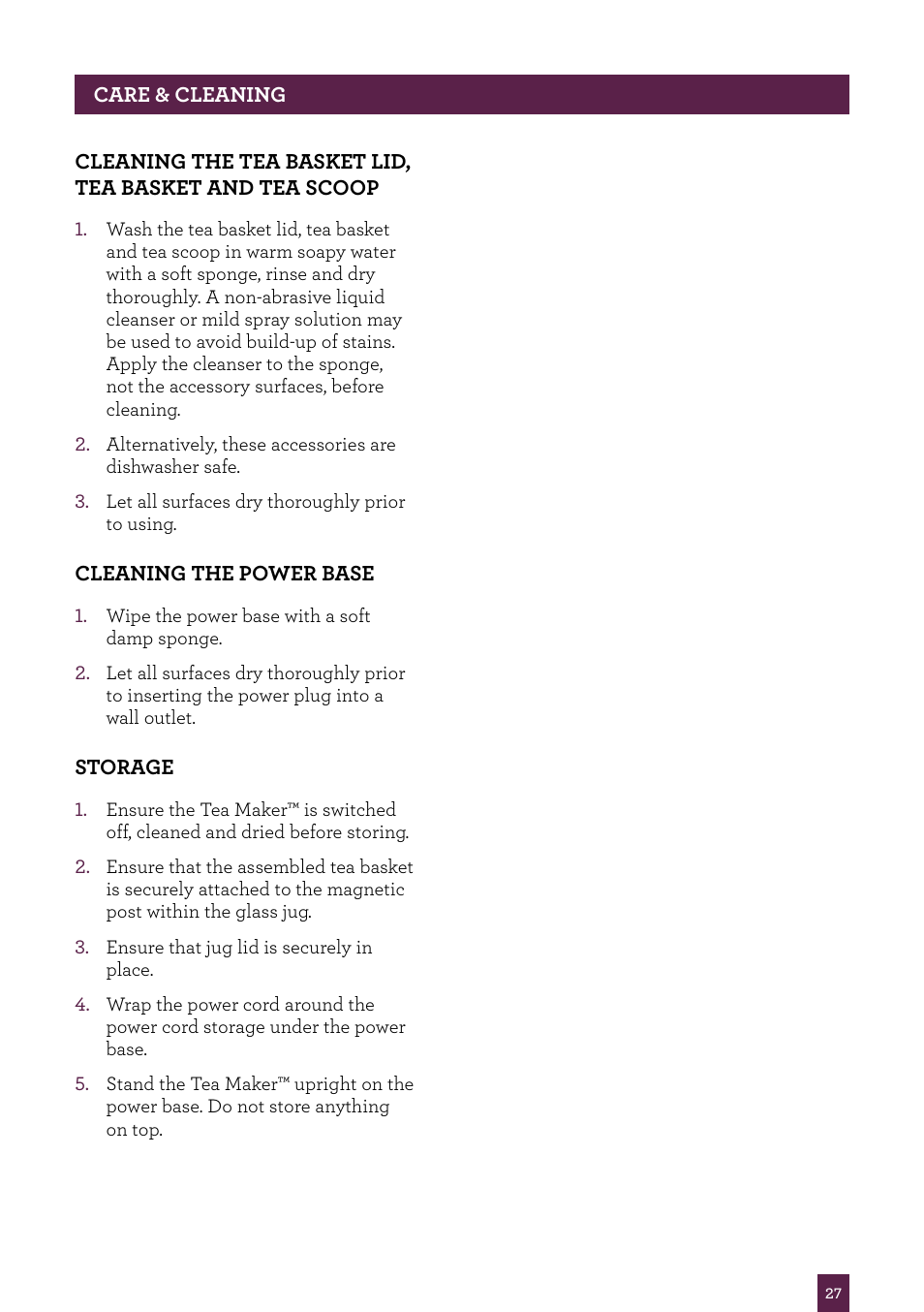 Sage Tea Maker BTM800UK User Manual | Page 28 / 32