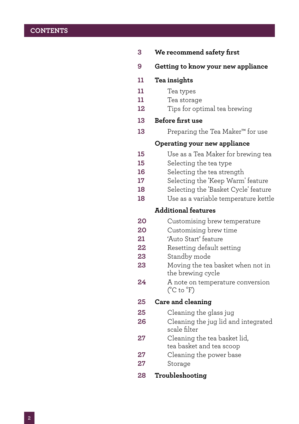 Sage Tea Maker BTM800UK User Manual | Page 3 / 32