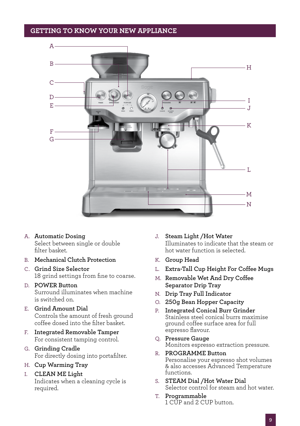 Sage Barista Express BES870UK User Manual | Page 10 / 36